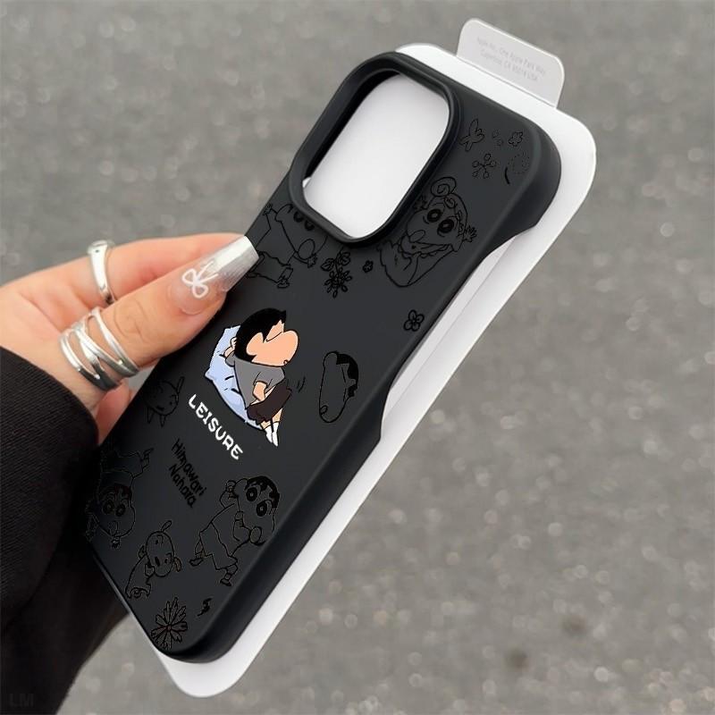 Ốp điện thoại mềm nửa thân hình Shin-chan nằm nghiêng, phong cách đơn giản, thời thượng, chống sốc, phù hợp cho iPhone 17promax 11promax 12 13 14pro 15 16pro 17 13pro 14 15 16plus.