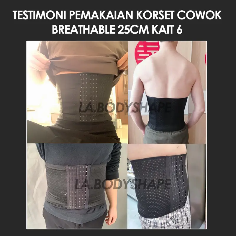 Korset pria anti buncit model 25cm kait 6/ korset cowok perut pinggang elastis nyaman buat seharian dan korset olahraga 2