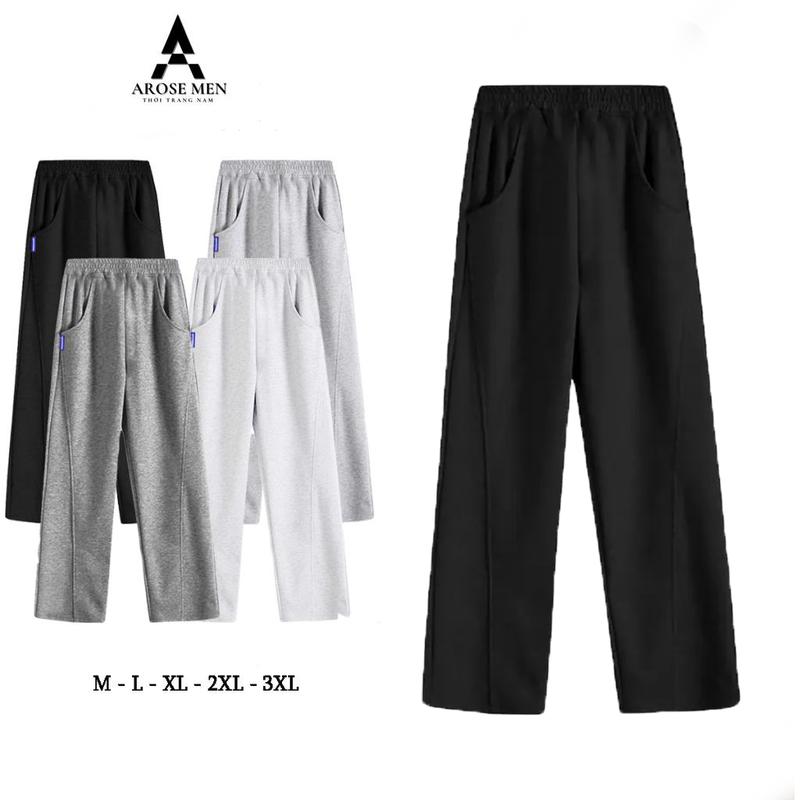  Quần Nỉ Nam Ống Suông Rộng Thể Thao Vải Cotton 2 Da Co Giãn Nam Nữ AROSE - Menswear 