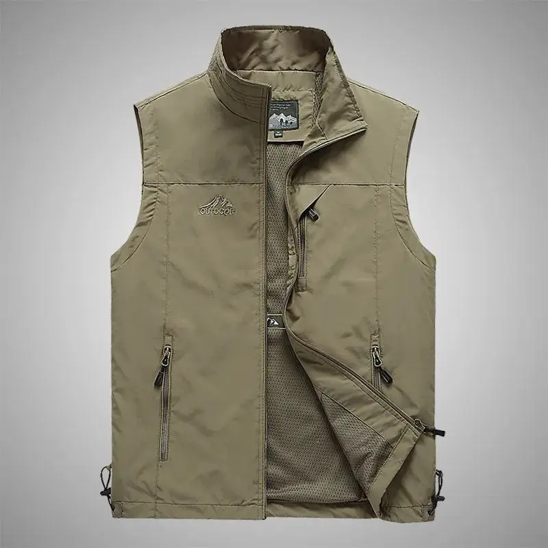 Rompi Outdoor Vest Touring Anti Air Anti Angin Mayer Poliyester Waterfrop Sport Unisex - Leher Tinggi Saku Multifungsi Risleting Depan - Ukuran M-L-XL-XXL Hitam Motor 5