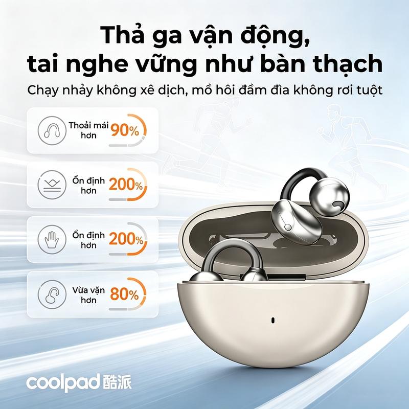 LS01-pro Tai Nghe Kẹp Tai, Thiết kế cầu chữ C, Công nghệ nghe hở tai, Tự động…