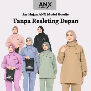 ANX Jas Hujan Dewasa Model Hoodie Tanpa Resleting Depan Bahan PVC Premium Ukuran L XL Anti Air Waterproof Keren Fashionable Awet Tahan Lama
