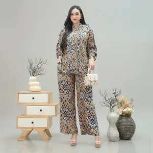 ONESET SETELAN RAYON LENGAN KARET BUSUI FRIENDLY KERAH SANGHAI TERBARU 2026 Atasan Celana Wanita Panjang