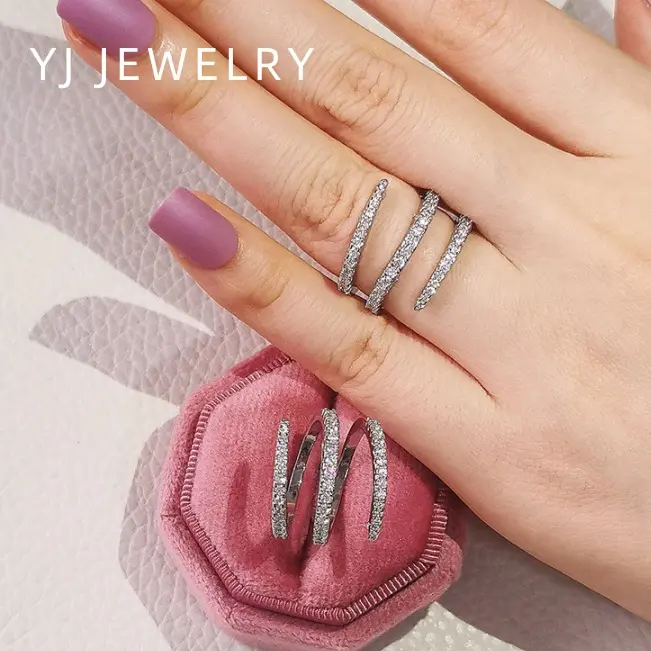 YJ-Three Layer Creative Micro Paved Full Diamond Ring for Women