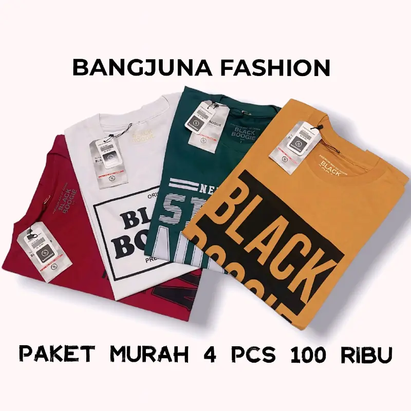 PAKET 4PCS 100RIBU KAOS distro, KAOS LENGAN pendek, SEMI katun, MOTIF RANDOM baju oblong Atasan Pria Panjang Variasi 2