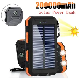 New Solar Power Bank Portable Waterproof Large Capacity 200000mah