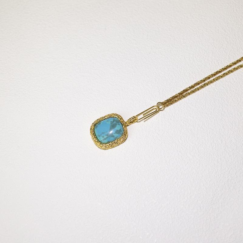 Product Introduction of Lux Co. Turqouise Gem Stone Gold Chained Necklace and Ring Set 3