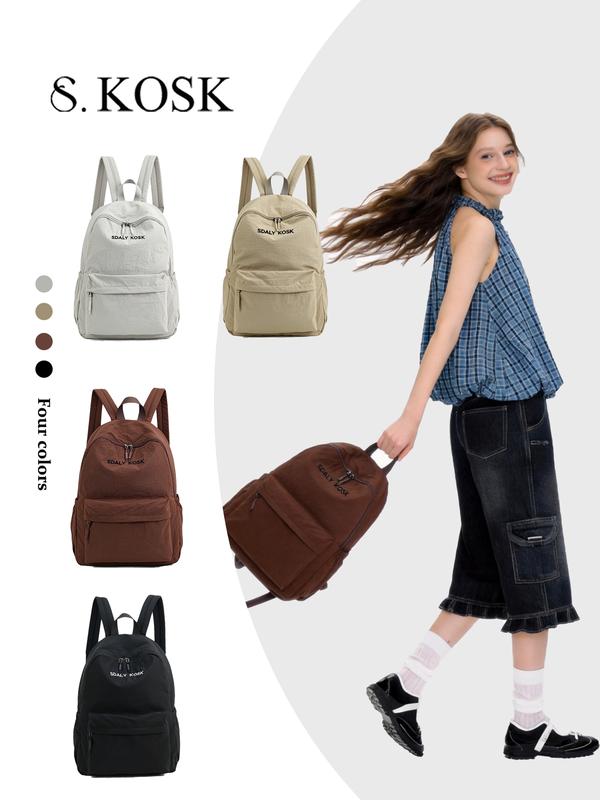 SDALY KOSK-Ba lô nylon phong cách Hàn Quốc tối giản, dung tích lớn nhẹ nhàng cho việc đi lại hằng ngày, chống nước, ba lô học sinh thường ngày, có 4 màu để lựa chọn