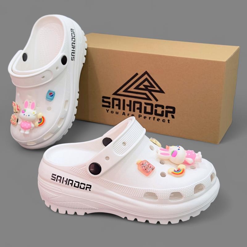  Dép sục nữ SAHADOR đế cao 7cm kèm charm thỏ hồng to dễ thương dép nhẹ êm chân thoải mái SA05 
