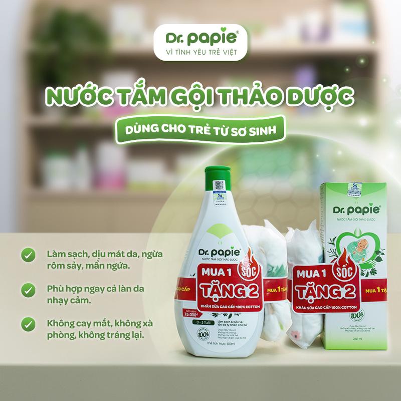 Nước Tắm Thảo Dược Cho Bé Dr Papie Chai 230ml nuoctam  chobe