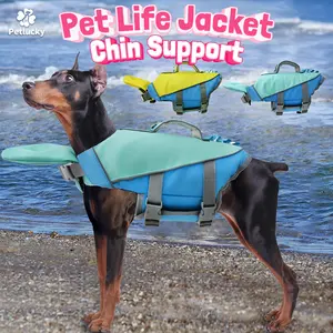 PetLucky Waterproof Pet Swimming Vest Life Jacket with Chin Support Small Big Dog Baju Renang Anjing