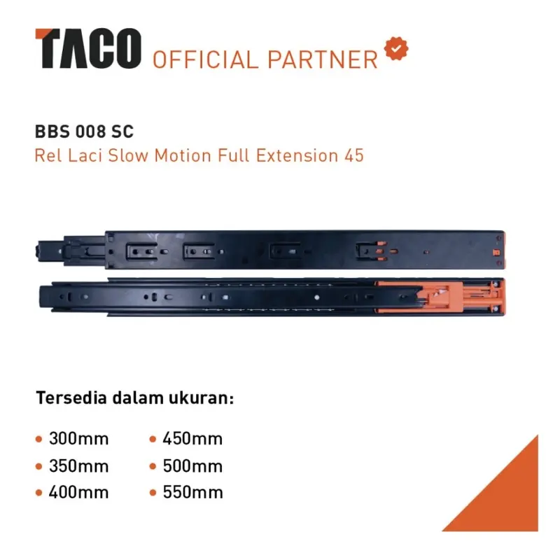 1 PASANG TACO Rel Laci Slow Motion Full Extension 45 - BBS 008 SC 3