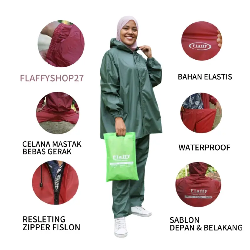JAS HUJAN SETELAN PRIA DAN WANITA (RAIN COAT) BY FLAFFY PVC 0,25 Foldable Beige 0