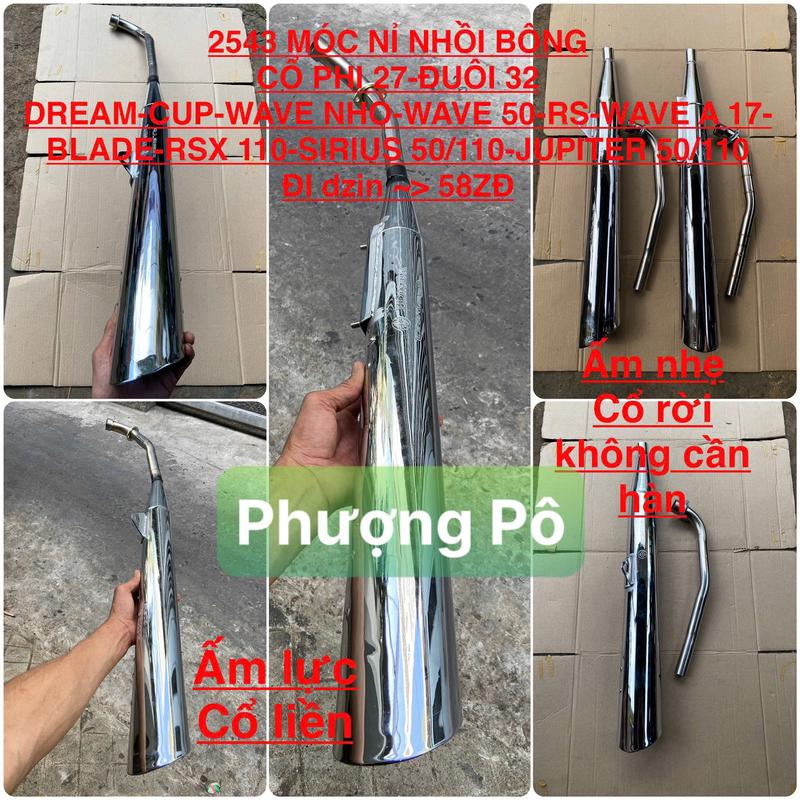  FREESHIP Pô dream 2543 MÓC NỈ NHỒI BÔNG ấm cổ inox phi 27 cho DREAM-Cub-67-WAVE NHỎ-WAVE 50-RSR-WAVE A 17-RSX 110-SIRIUS Phụ Kiện Phụ Tùng 