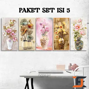 HIASAN DINDING SET ISI 5  (15X30) BUNGA ABSTRAK REALISTIK AESTHETIK WALLDECOR NUANSA HIASAN DAN PAJANGAN RUMAH AESTHETIC KEKINIAN