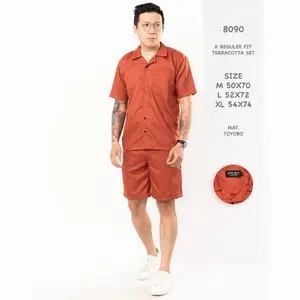 Setelan Piyama Katun Piyama Katun Toyobo Satu Paket Kemeja Celana Pria