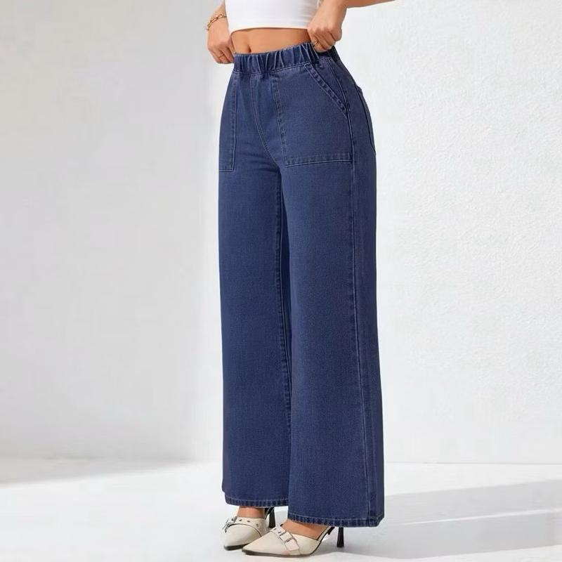Celana Jeans Loose Wide Leg Plus Size Slack Denim Pants Palazzo Wanita Baffel Jeans