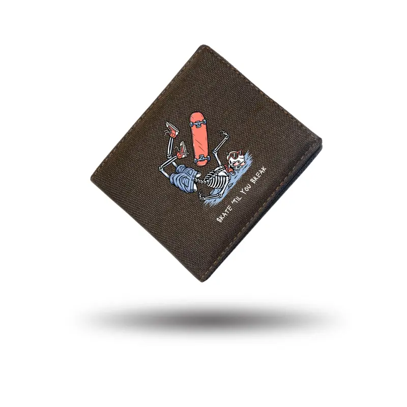 Dompet pria sablon pendek bahan canvas Skate T'ill You Break Kartu 5
