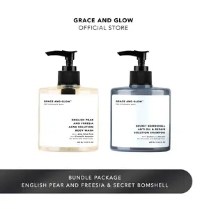 Grace and Glow English Pear and Freesia Anti Acne Solution Body Wash + Secret Bombshell Anti Oil and Repair Solution Shampoo