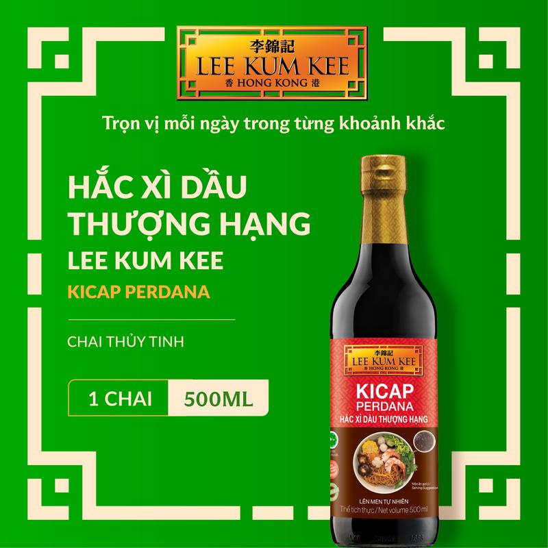 Hắc xì dầu thượng hạng LEE KUM KEE KICAP PERDANA chai thủy tinh 500 ml