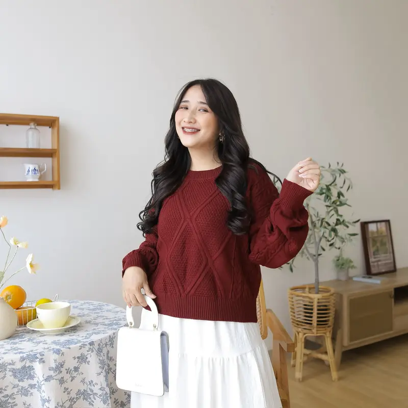 Midun.project - Yuriko Crop Cable Atasan Rajut Wanita Korean Style 2