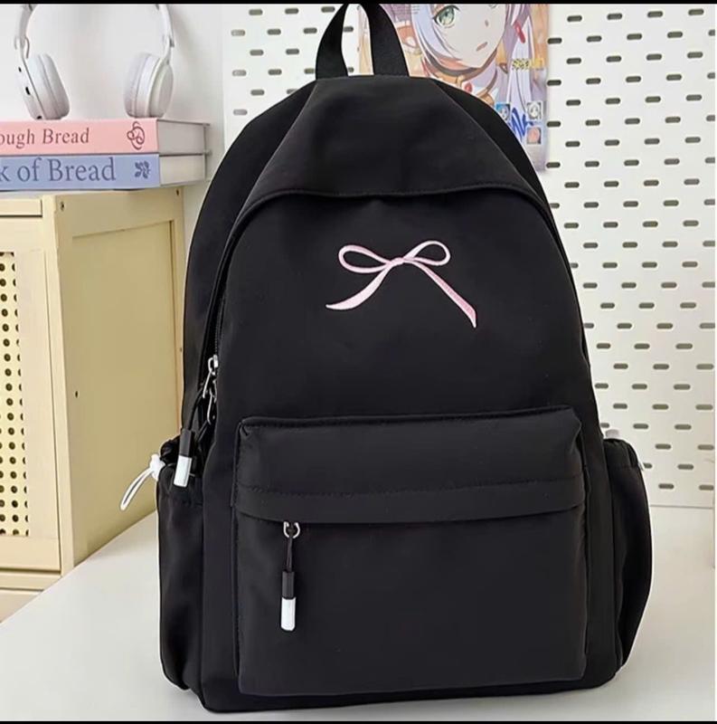 balo, cặp đi học cho học sinh sinh viên chất bố pvc vừa tập a4 laptop hình nơ xinh size 45cm x 35cm x15cm