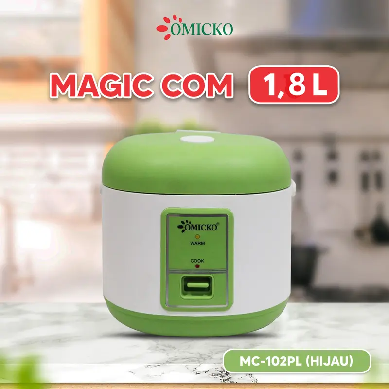 OMICKO Rice Cooker 1.8 Liter 3in1 Penanak Nasi /Pengukus Makanan/Penghangat makanan Wadah Stainess Sudah SNI Hijau Listrik Pink 4