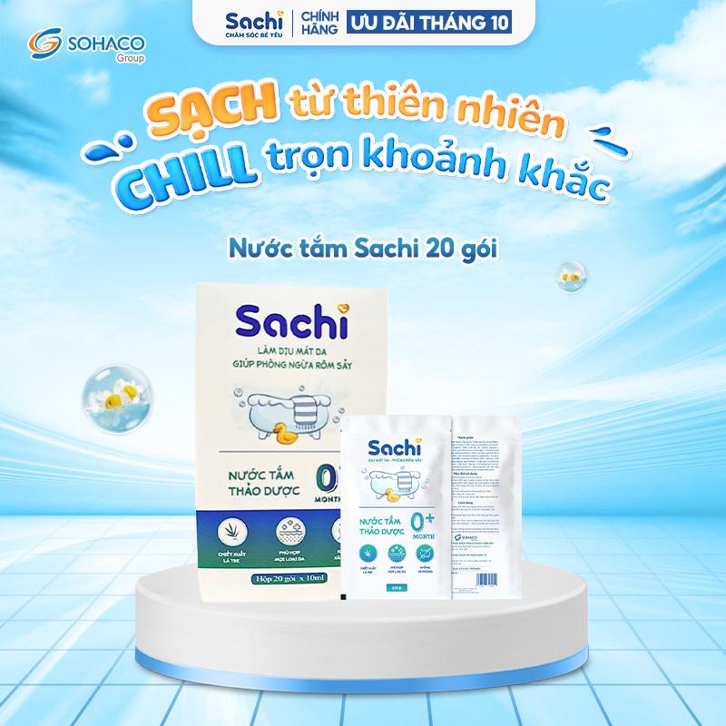 Nước Tắm Sachi Hộp 20 gói  làm sạch nhẹ nhàng dịu mát da, hạn chế mảng bám da đầu