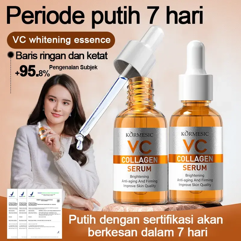 Sama seperti Michelle Ziudith  T1.「Beli 2 Dapat 3」BPOM-KORMESIC Serum Muka dengan Vitamin C + Kolagen untuk Mencerahkan dan Mengurangi Kerutan 30ml - Wajah Memudarkan Kering  Essence Hitam Perawatan Mengencangkan 0