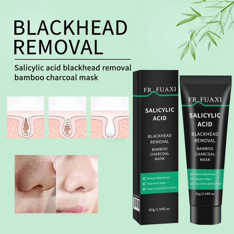 FR.FUAXI Salicylic Acid Blackhead Removal  Bamboo Charcoal Mask, Deep Cleaning Blackhead And Pore Mask, Oil Control, 60g, suitable for all skin types