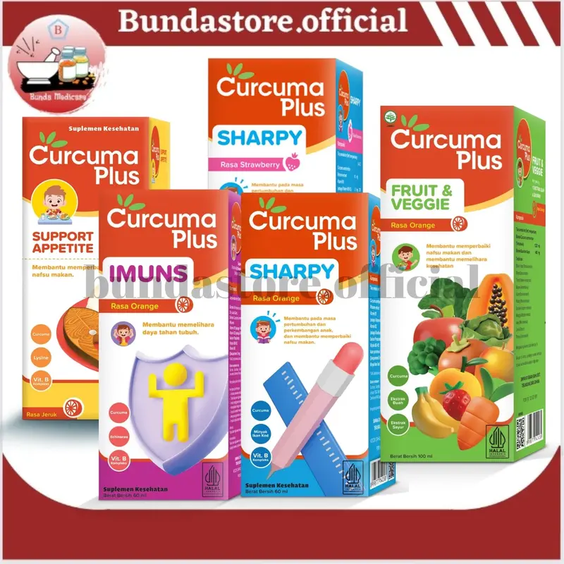 Curcuma Plus Sharpy, Imuns, Support, Fruit & Veggie , Grow Plus Emulsion Suplemen Kesehatan Anak 0