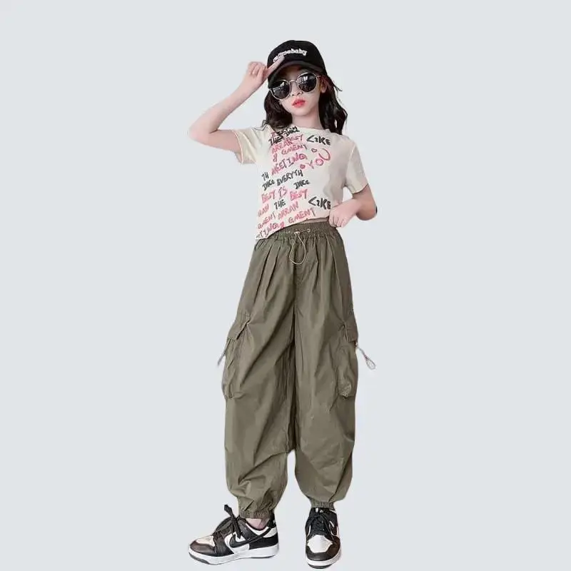 Celana Panjang Cargo High Waist Anak  Usia 7-12 Tahun - Cargo Loose Pants Fashion Fashion celana  anak perempuan celana cargo  anak 0