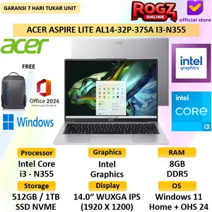 Laptop Acer Aspire Lite AL14 Core I3 N355 8GB 1TB SSD W 11 + OHS 14 FHD Acer AL14-32P