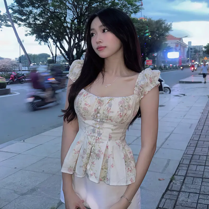 Áo Babydoll Kiểu Nữ Tay Bồng (Có Mút V1) Chun Lưng Chiết Eo Dáng Bồng Xoè Công Chúa Kimee - KA664 | BigBuy360 - bigbuy360.vn