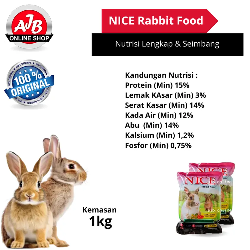 Nice Rabbit Food Makanan Kelinci Bernutrisi Lengkap Dan Seimbang kemasan 1Kg 4
