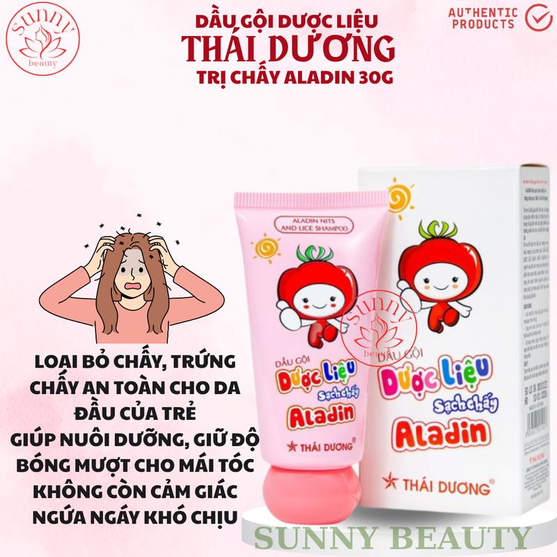DẦU GỘI DƯỢC LIỆU THÁI DƯƠNG TRỊ CHẤY ALADIN 30G LOẠI BỎ TRỨNG CHẤY AN TOÀN CHO DA CỦA TRẺ SUNNYBEAUTY