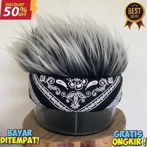 Topi Headband rambut palsu pria elegan Topi rambut palsu keren aksesoris rambut fashion pria