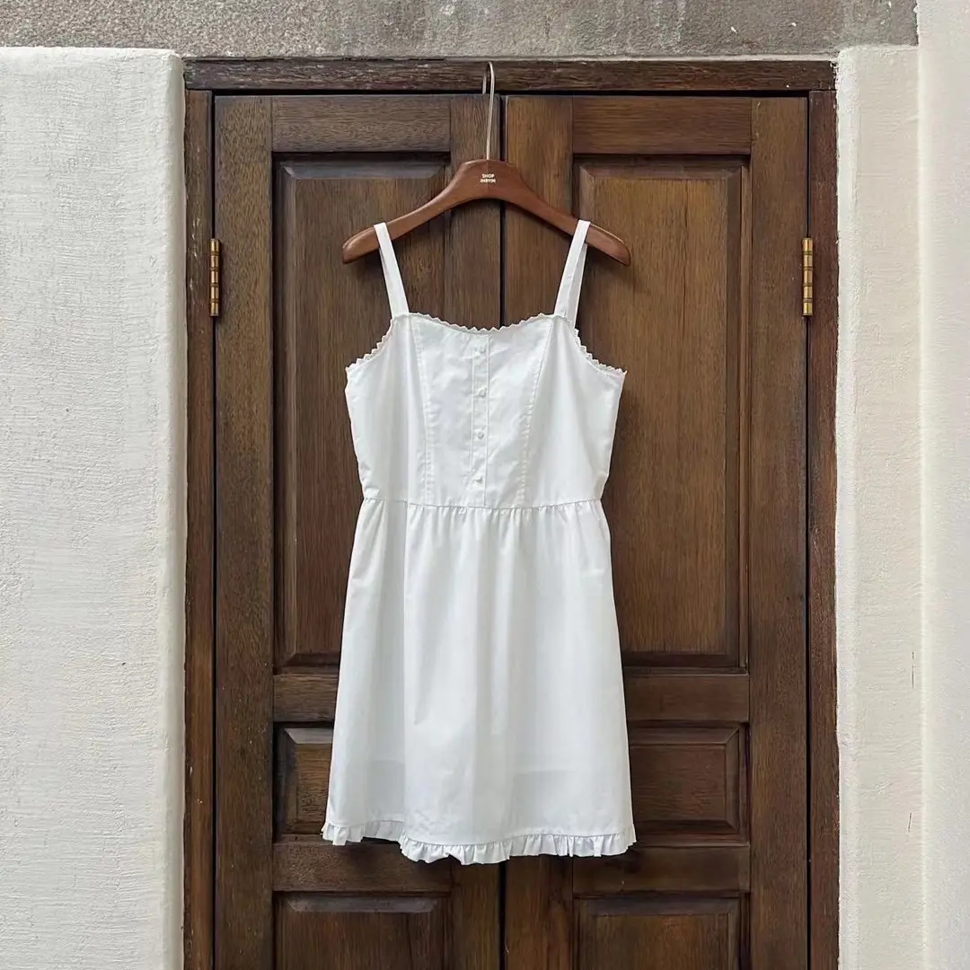 French Lace Cotton Halter Dress