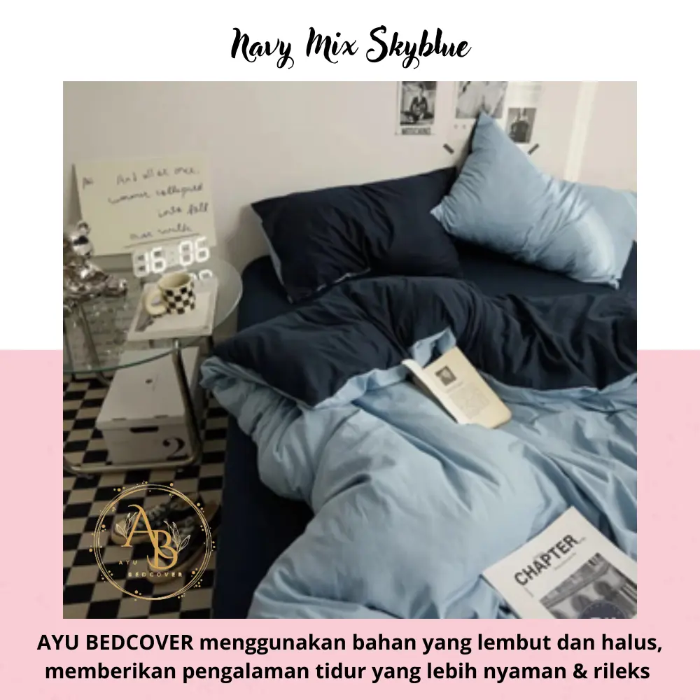 Bed Cover Set Two Tone - 2 Warna Bebas Request - UK 90x200 - 200x200 - Ayu Bedcover