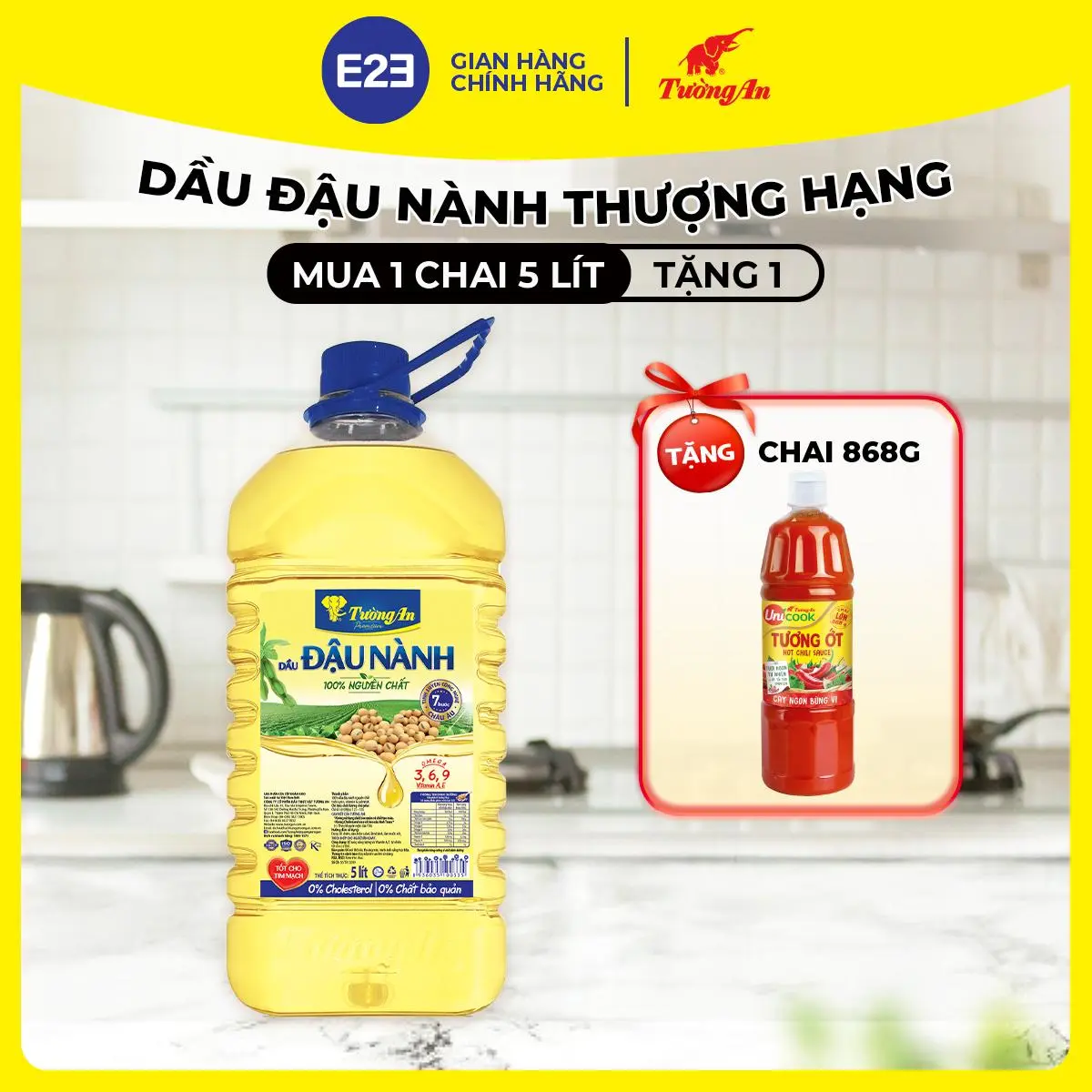 [TA] Dầu Ăn Đậu Nành Tường An 5L x 1 chai TẶNG 1 CHAI TƯƠNG ỚT 868g
