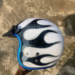 Helm Bogo motif api warna terbaru listchrome include topi pet retro mura skena keren