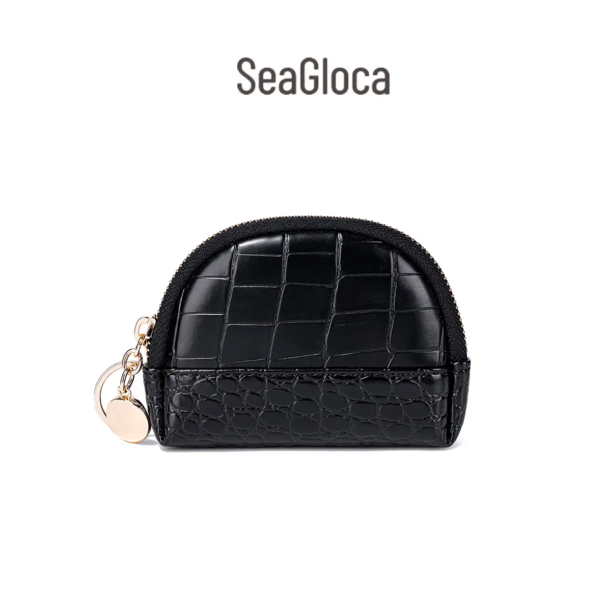 Seagloca Dompet Setengah Lingkaran  Kulit  Wanita Hitam No.1496