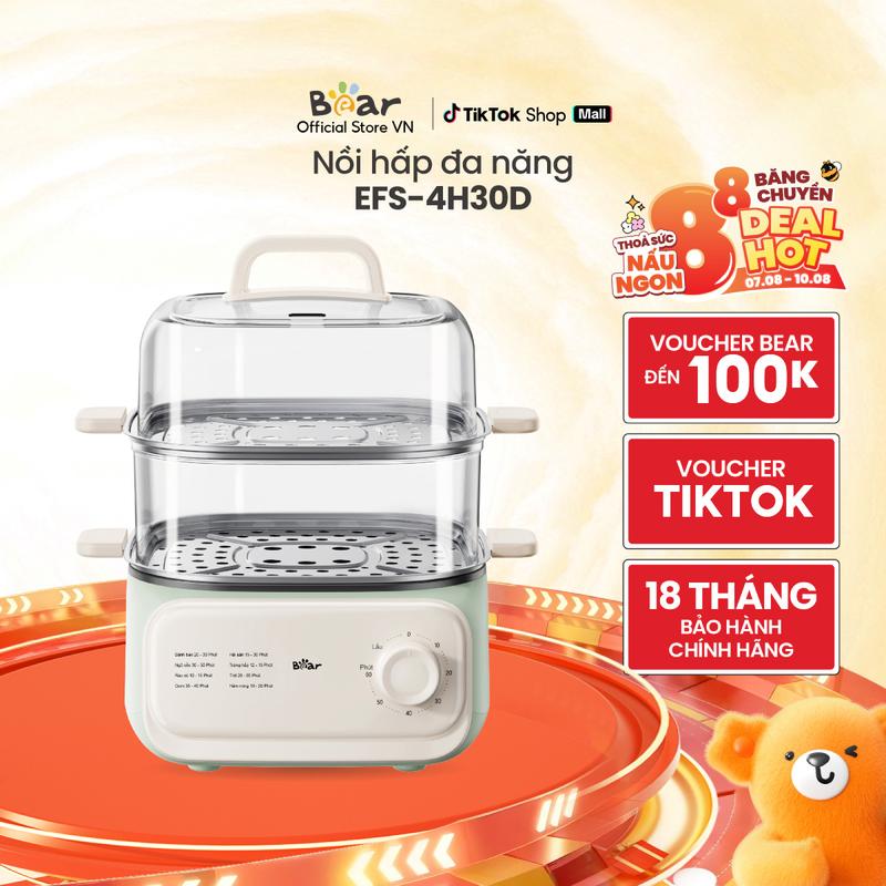 Nồi hấp điện đa năng 1.300W Bear EFS-4H30D 10.3L rau củ hấp healthy
