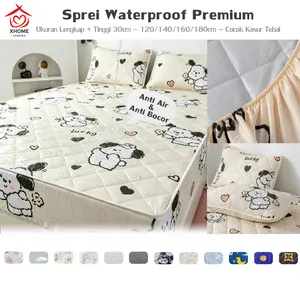 Sprei Tahan Air Premium waterproof bedsheet Sprei Quilted 3 Lapis Katun Poliester, Anti Bocor & Nyaman [Size Queen/King/Single/Double] - Pelindung Sprei Terbaik untuk Anak, Orang Lansia, Wanita Haid dan Disabilitas