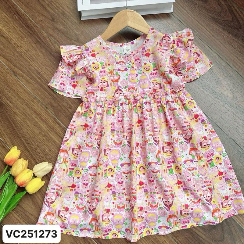  VC251273 Bộ tole ĐẦM tay ngắn cho bé gái 10kg-37kg  với chất liệu tole 2 da mềm mát loại 1. MinMin Baby 