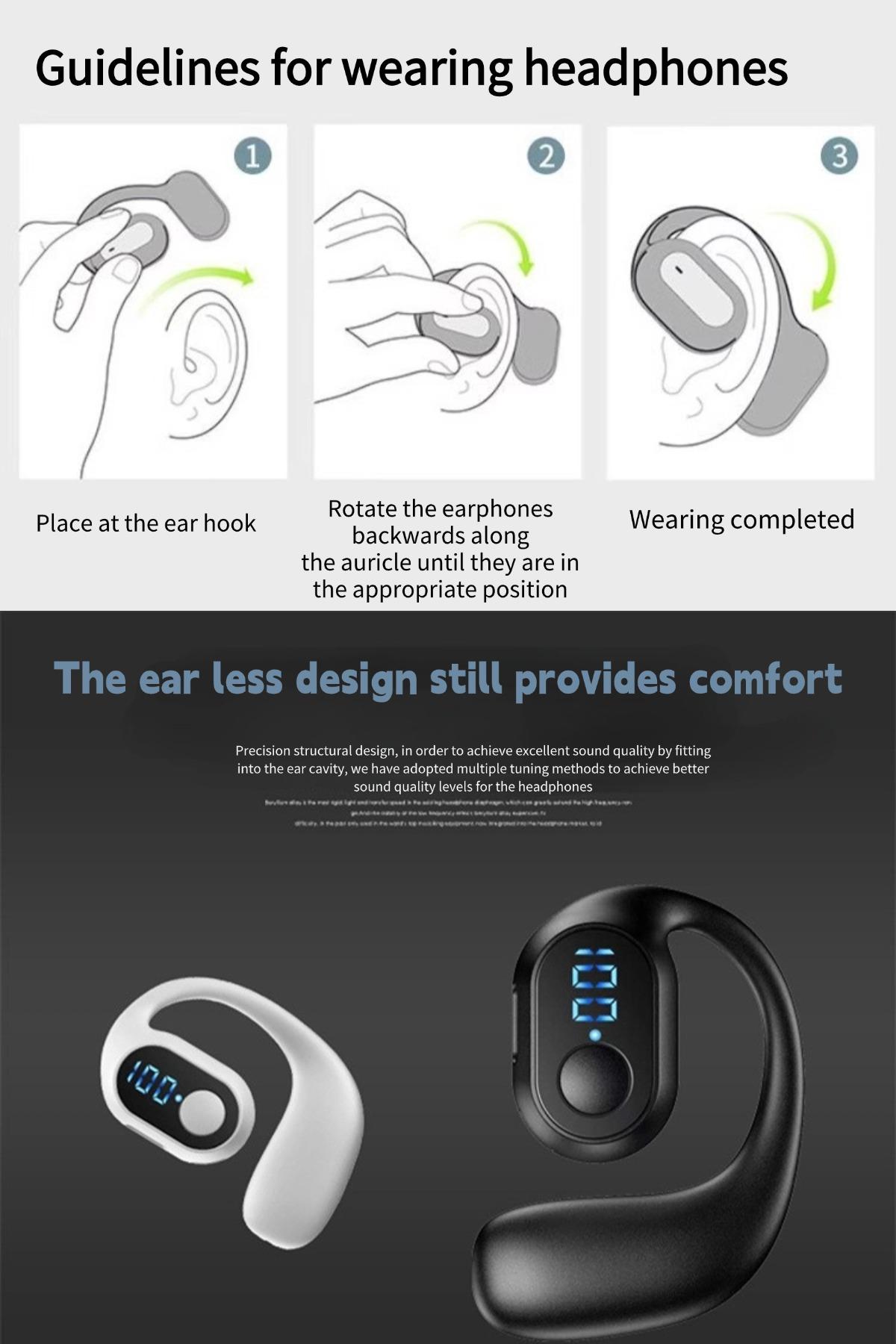 Headset OWS KY2pro Bluetooth , Earphone Nirkabel Tanpa Masuk Telinga, Earbuds LED Display, Headphone Suara Jernih untuk Olahraga