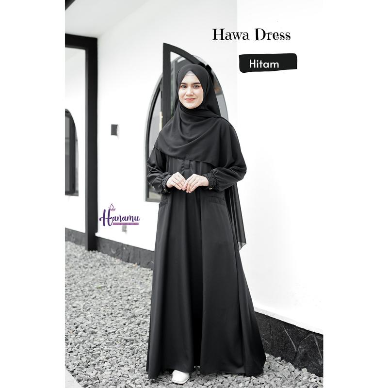 Hanamu Gamis Toyobo Polos Basic HAWA Series - HANAMU l Bisa COD ya Dress Lembut 3