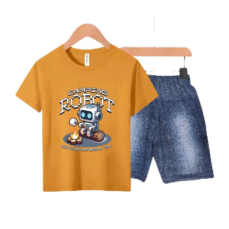 Setelan Anak-Anak Unisex Semi Jeans/Robot Digital Sablon Fashion Baju Celana 7