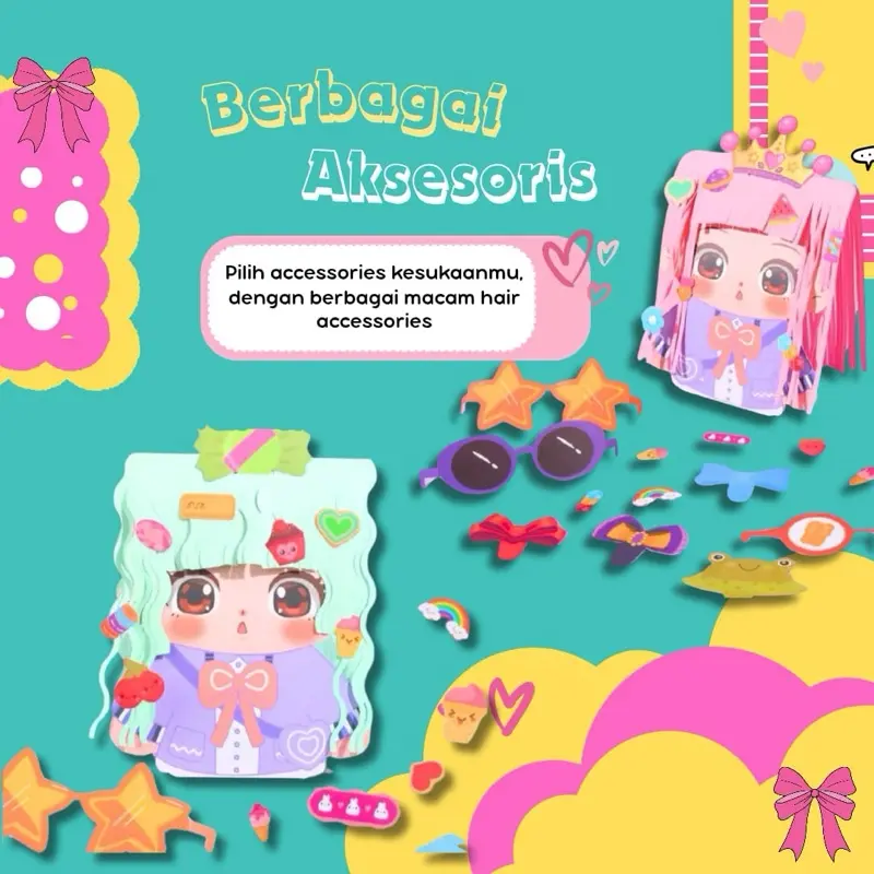 Mainan Anak Boneka Kertas Edukatif DIY Gunting Rambut Mainan Anak Perempuan Puzzle Magic Hairdresser/DIY Magic Hair/Mainan Salon Gunting Rambut DIY Makeover Hair Salon hairdresser 2