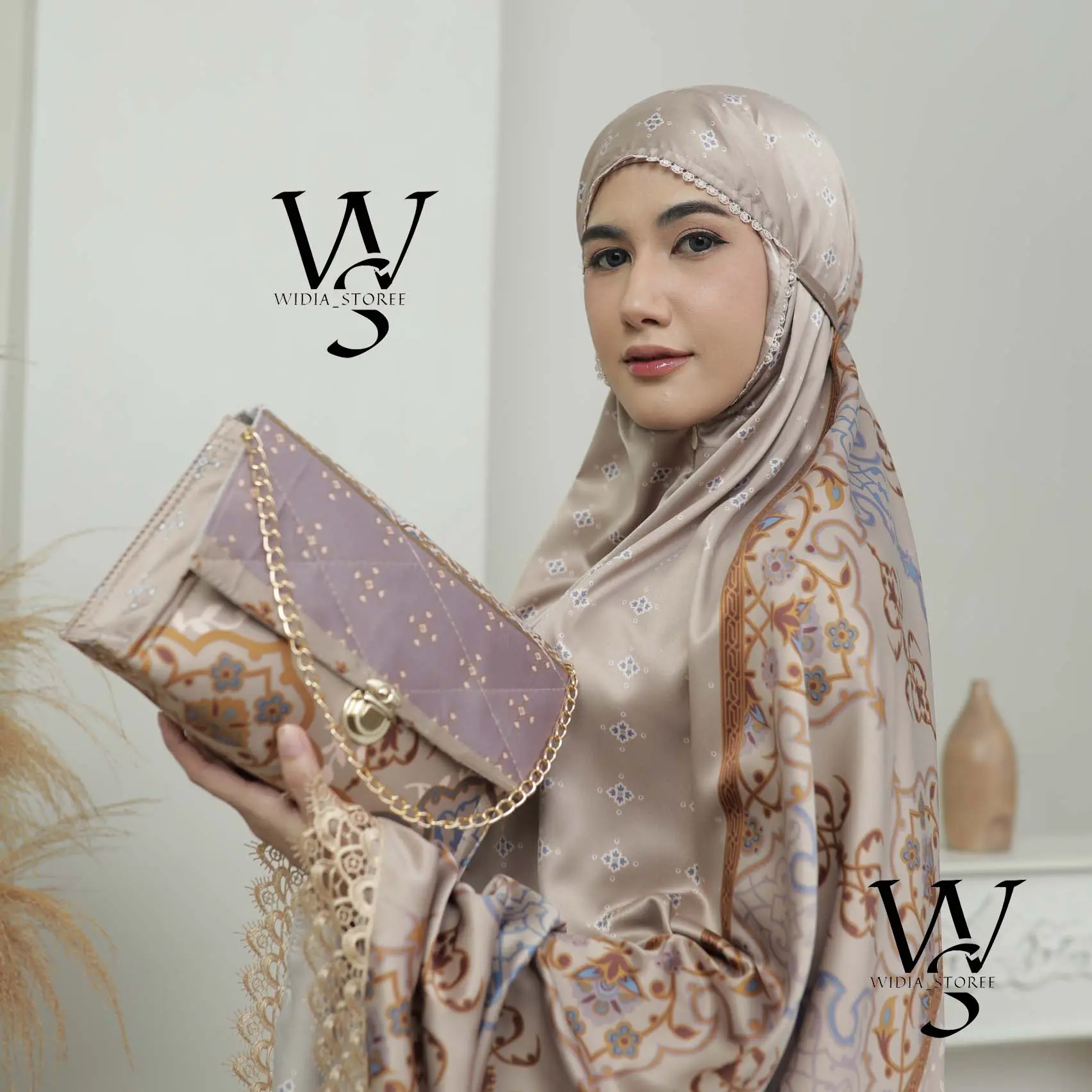 Mukena Dewasa Silk Daily 2In1 Motif Tas Premium Renda Mewah Series